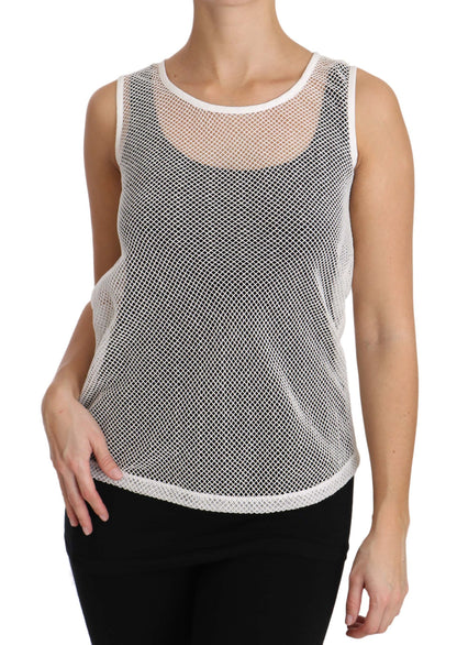 Camiseta sin mangas transparente de red blanca Dolce & Gabbana