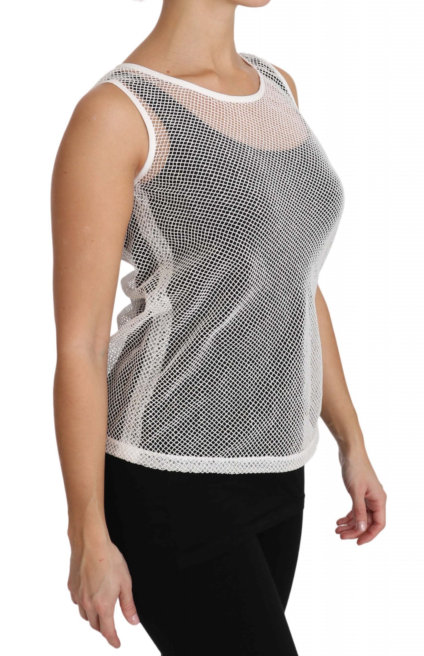 Camiseta sin mangas transparente de red blanca Dolce & Gabbana