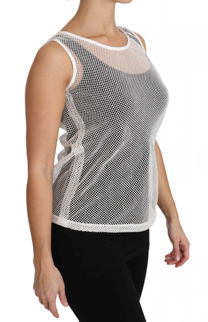 Camiseta sin mangas transparente de red blanca Dolce & Gabbana