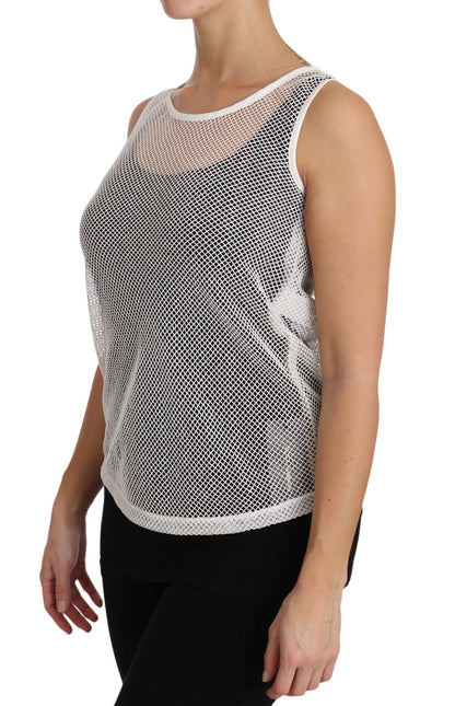 Camiseta sin mangas transparente de red blanca Dolce & Gabbana