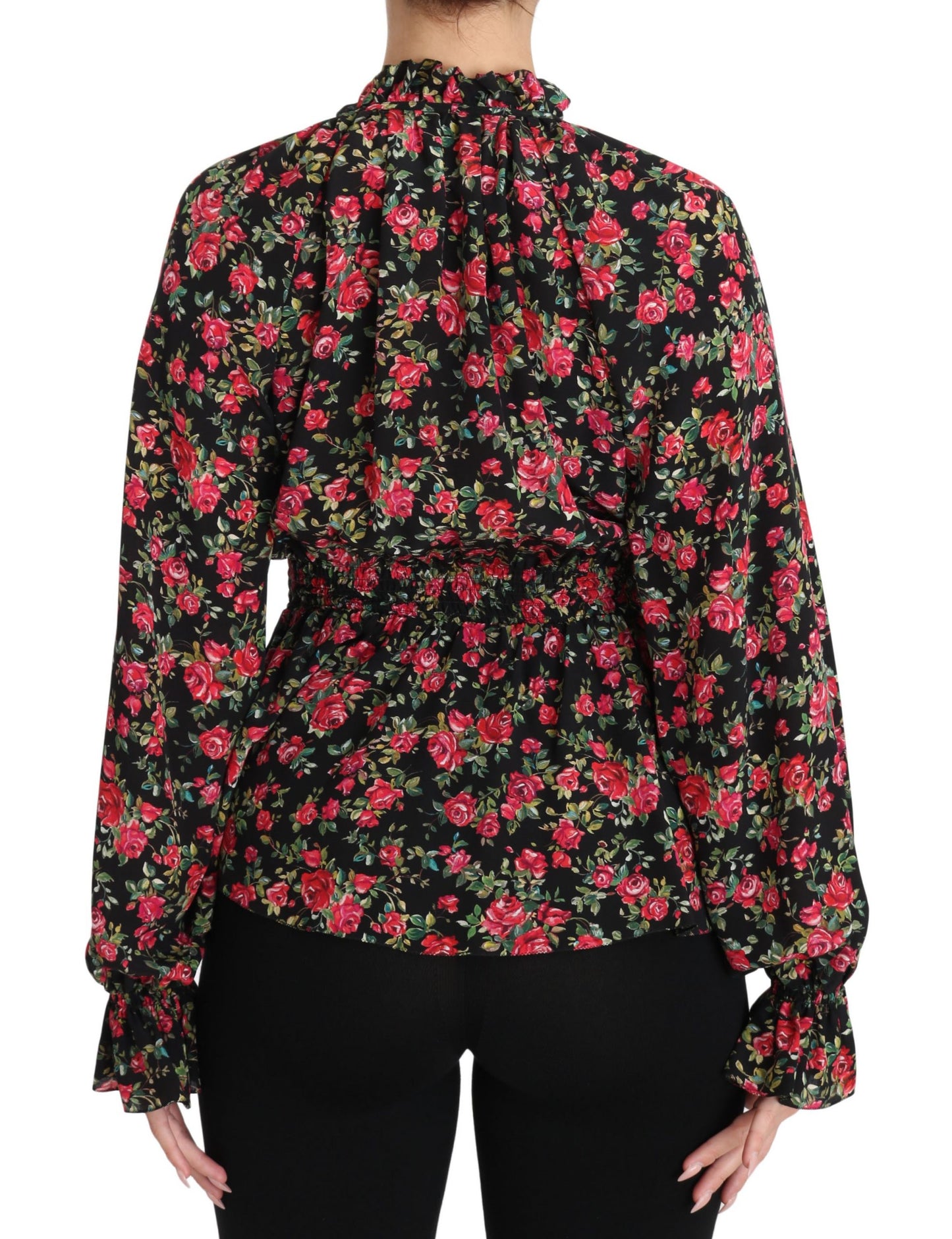 Dolce & Gabbana Blusa de camisa floral con estampado de rosas negras