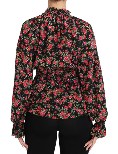 Dolce & Gabbana Blusa de camisa floral con estampado de rosas negras