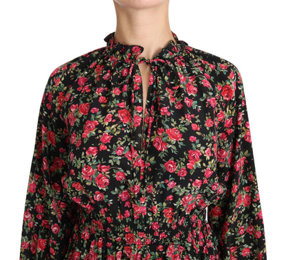Dolce & Gabbana Blusa de camisa floral con estampado de rosas negras