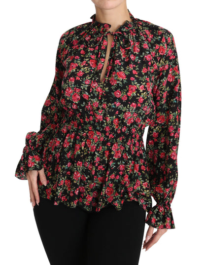 Dolce & Gabbana Blusa de camisa floral con estampado de rosas negras