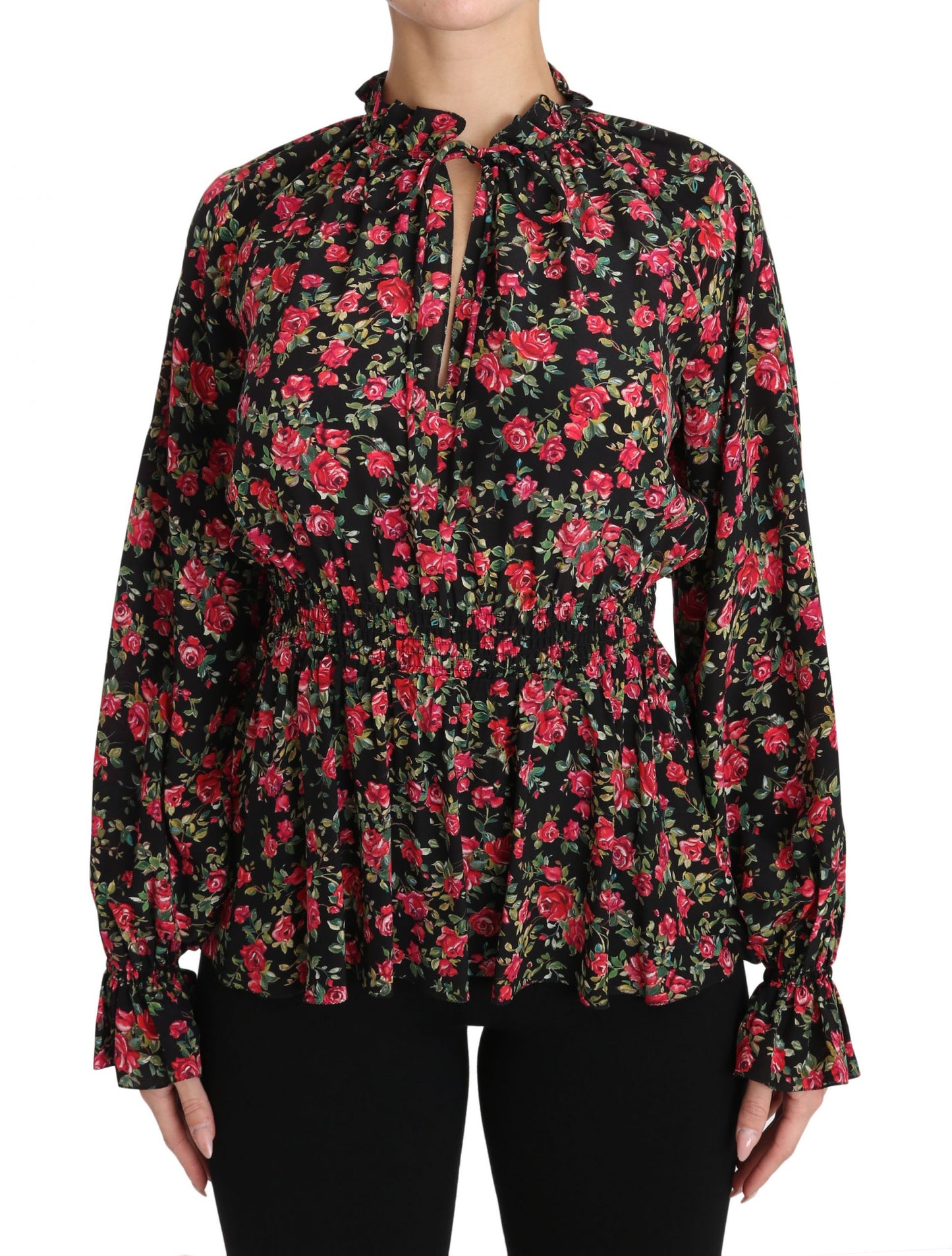 Dolce & Gabbana Blusa de camisa floral con estampado de rosas negras