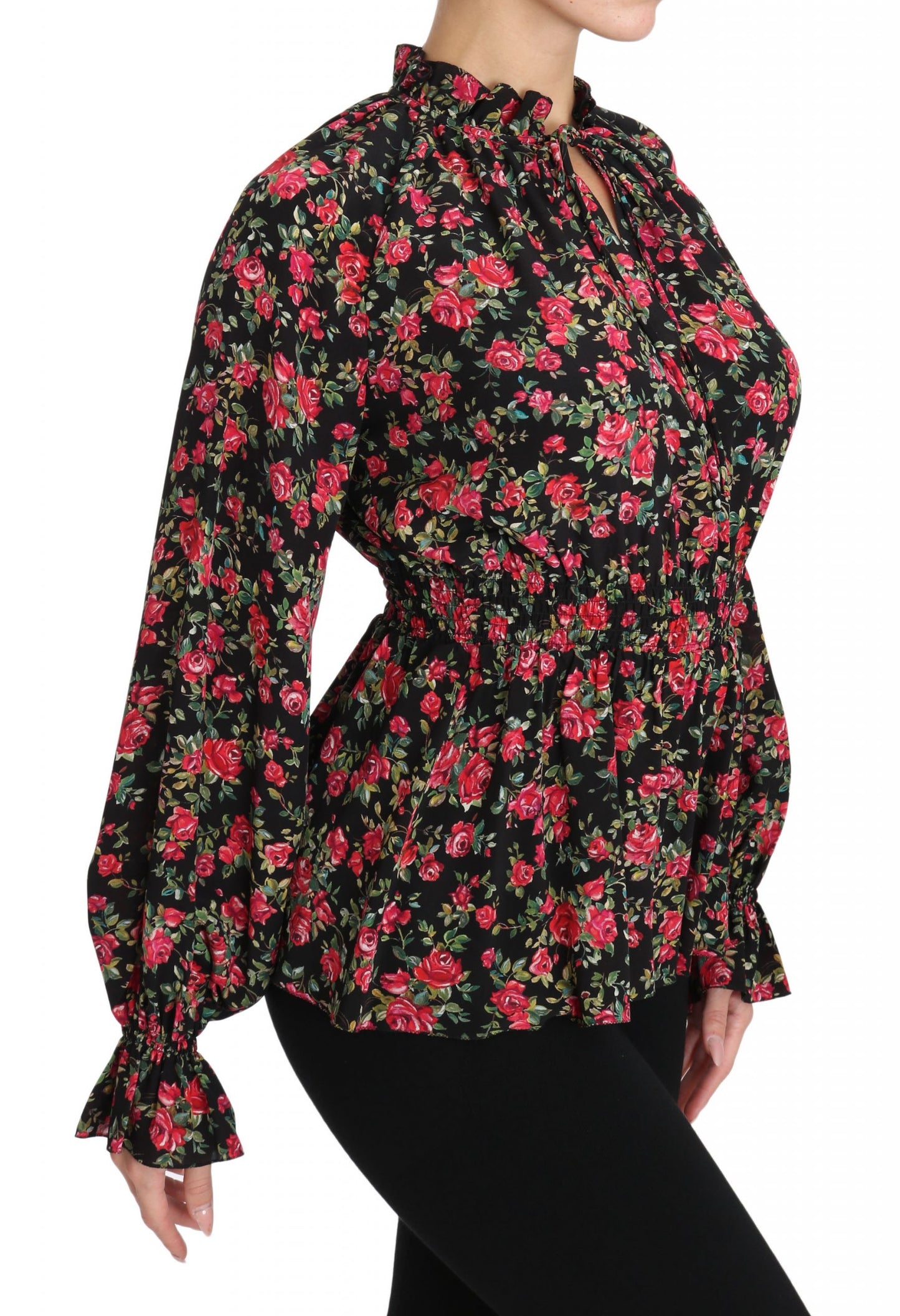 Dolce & Gabbana Blusa de camisa floral con estampado de rosas negras