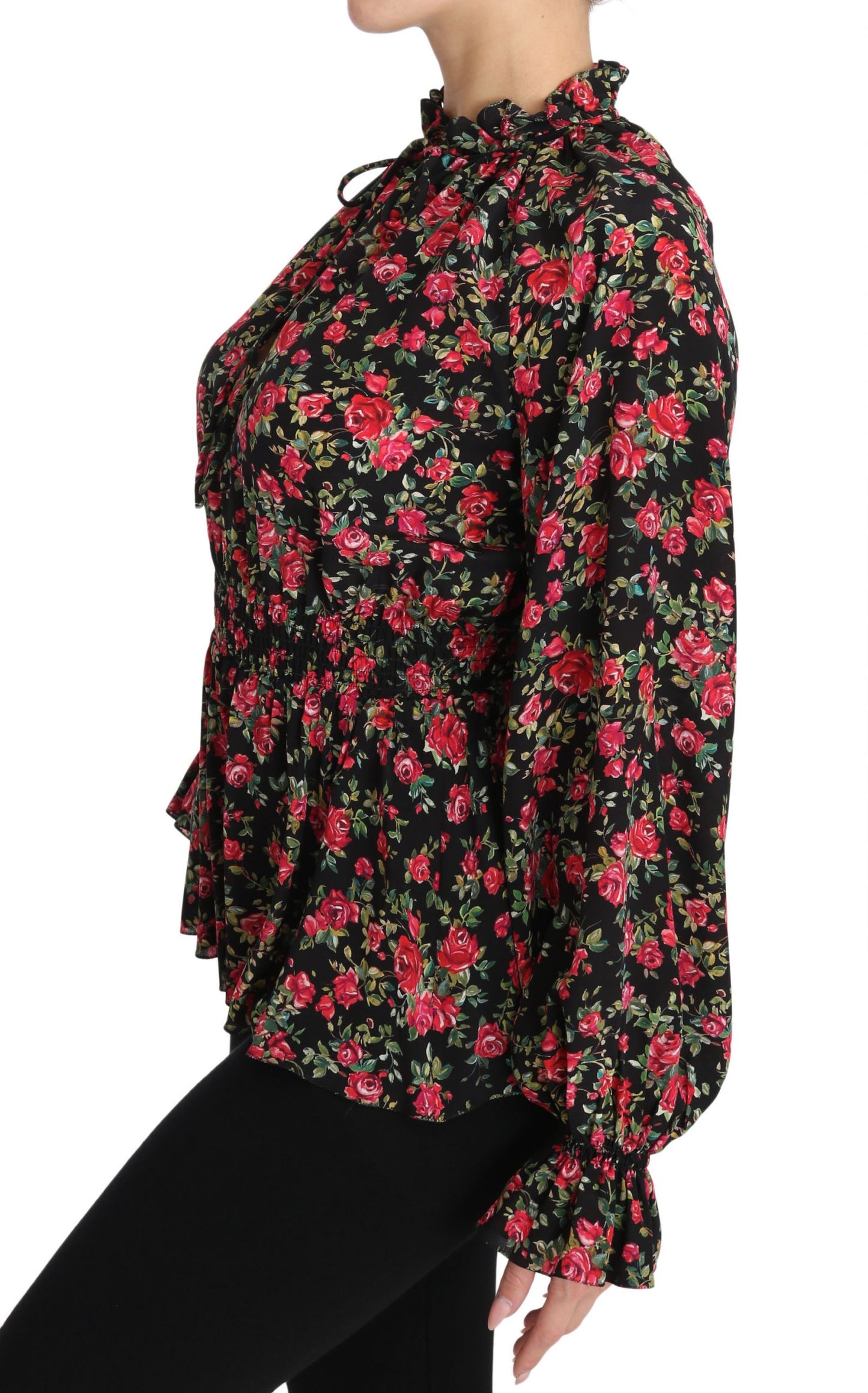 Dolce & Gabbana Blusa de camisa floral con estampado de rosas negras