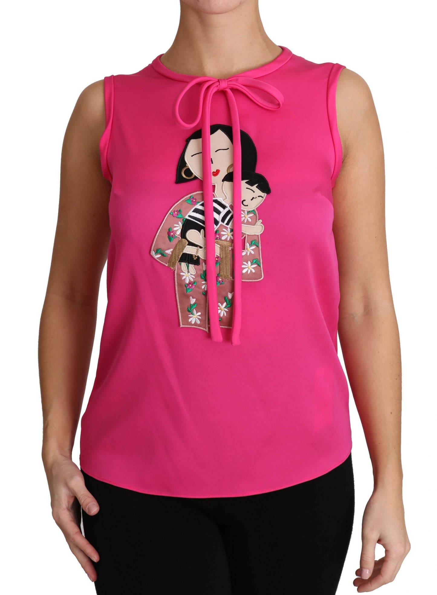 Dolce & Gabbana Camiseta de tirantes de seda rosa familiar Camisa blusa mamá