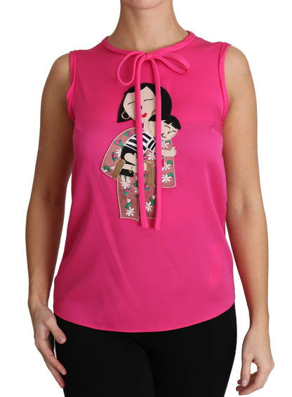 Dolce & Gabbana Camiseta de tirantes de seda rosa familiar Camisa blusa mamá