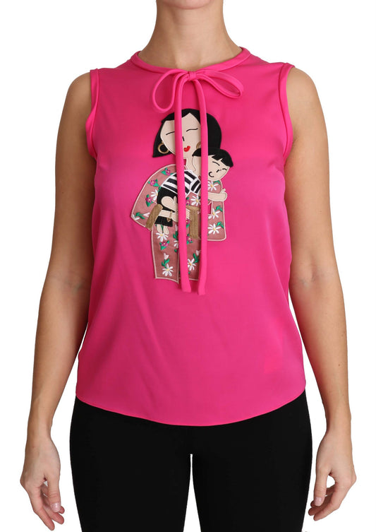 Dolce & Gabbana Camiseta de tirantes de seda rosa familiar Camisa blusa mamá
