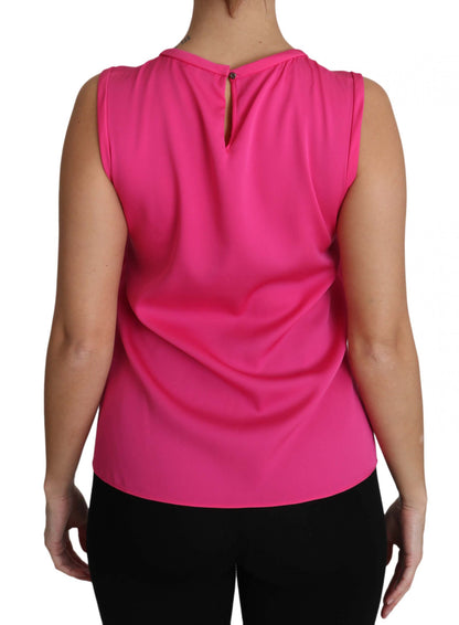 Dolce & Gabbana Camiseta de tirantes de seda rosa familiar Camisa blusa mamá