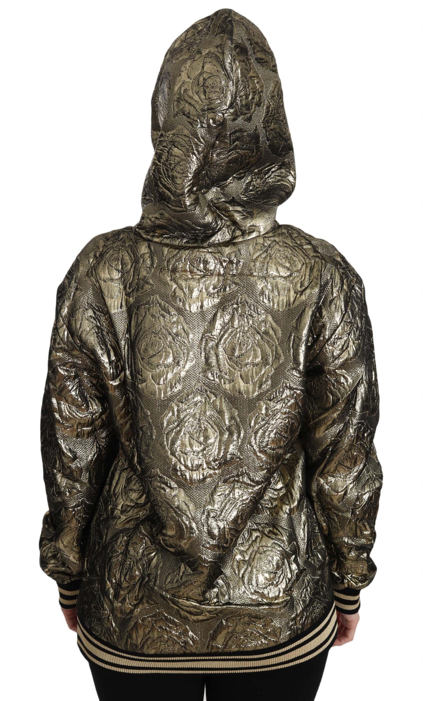 Sudadera con capucha dorada de jacquard "Im The Queen" de Dolce & Gabbana