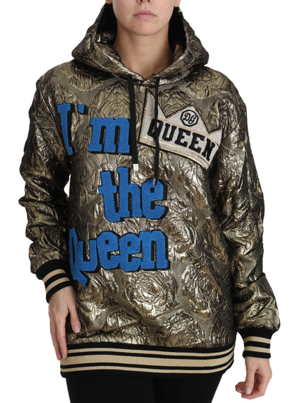 Sudadera con capucha dorada de jacquard "Im The Queen" de Dolce & Gabbana