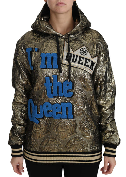 Sudadera con capucha dorada de jacquard "Im The Queen" de Dolce & Gabbana