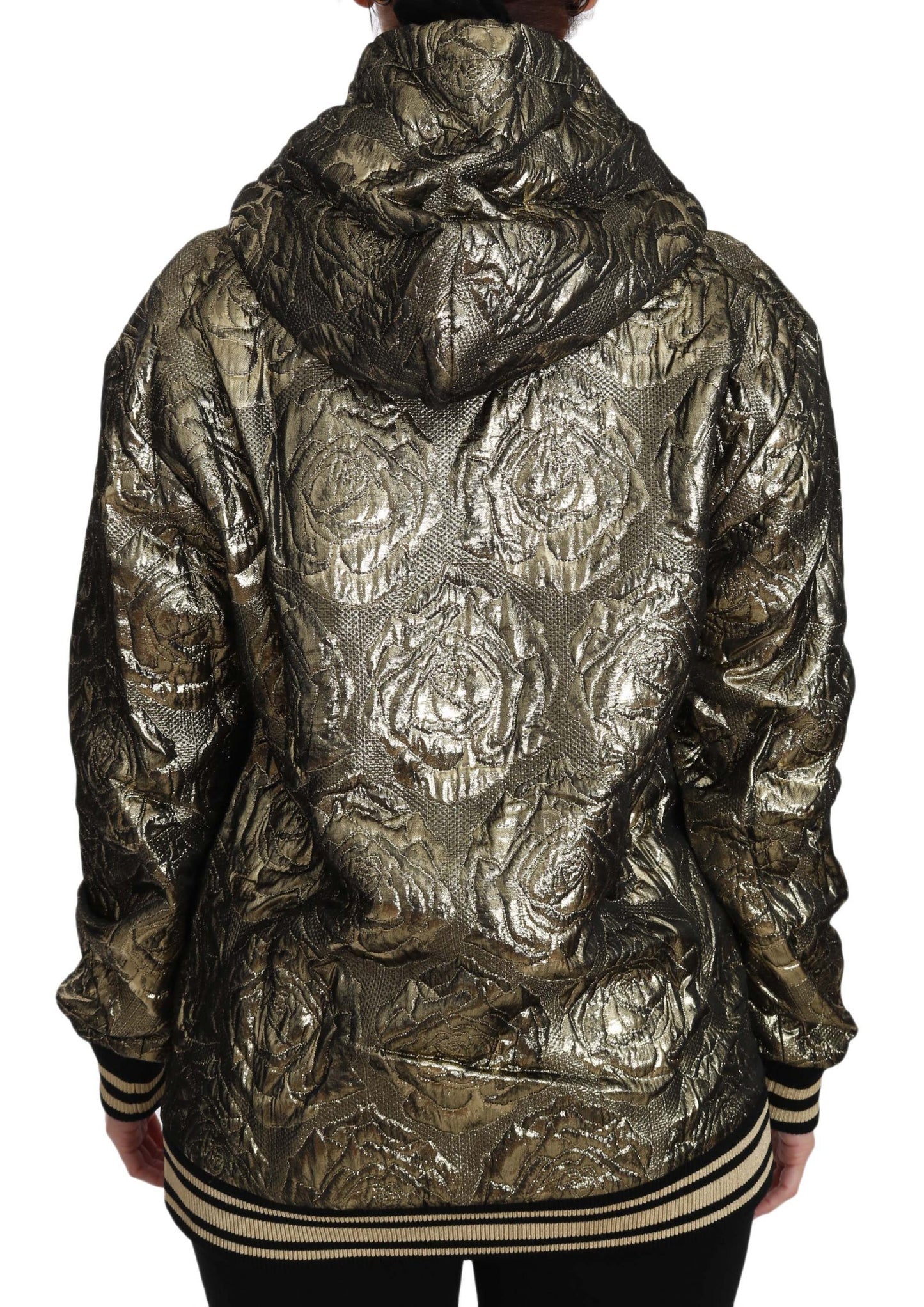 Sudadera con capucha dorada de jacquard "Im The Queen" de Dolce & Gabbana