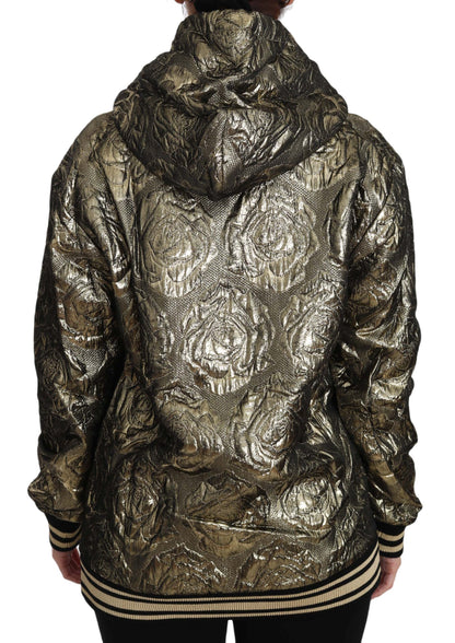 Sudadera con capucha dorada de jacquard "Im The Queen" de Dolce & Gabbana