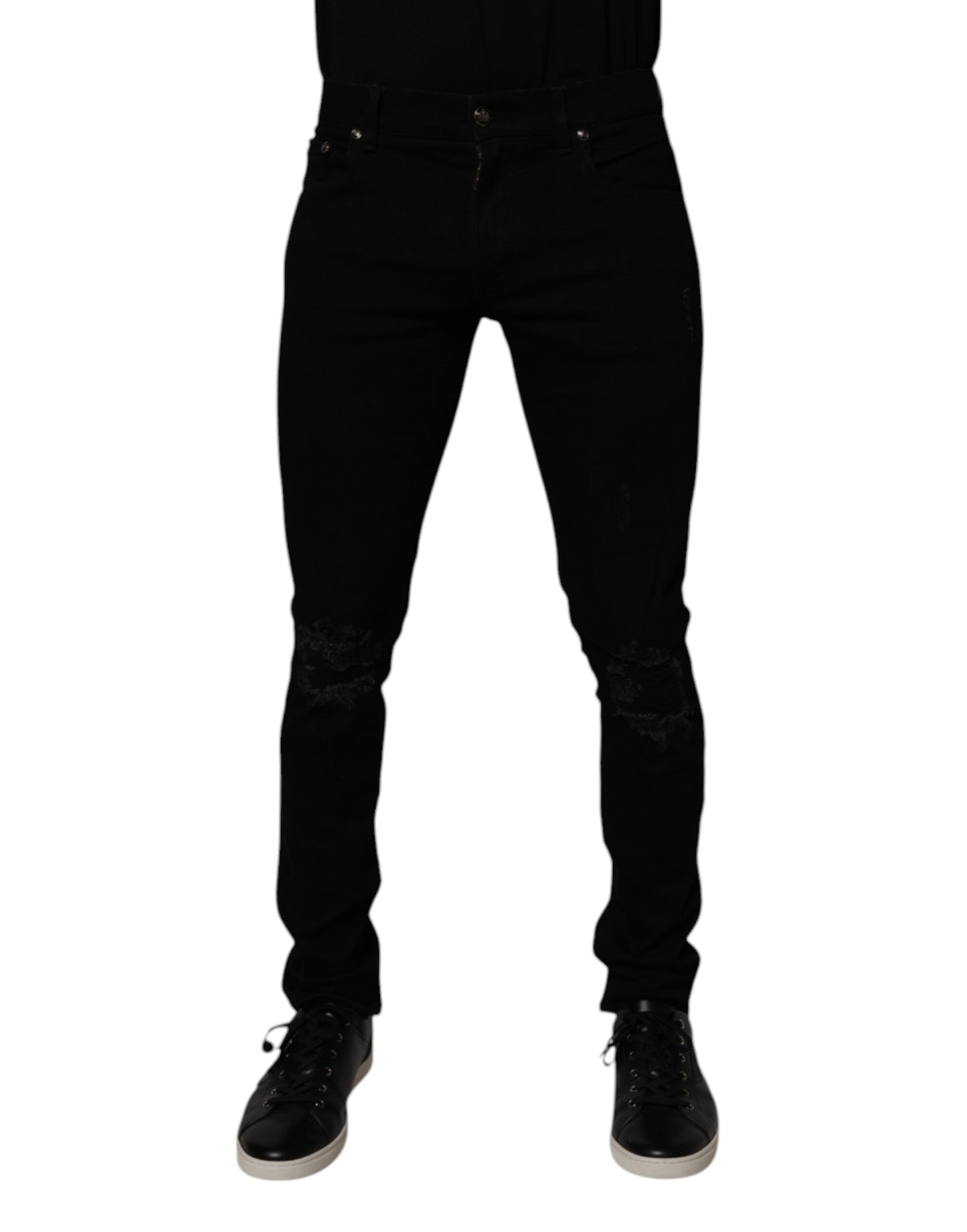 Dolce & Gabbana Vaqueros ajustados de algodón elástico negros para hombre