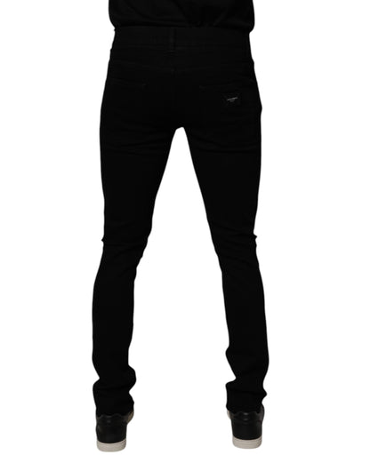 Dolce & Gabbana Vaqueros ajustados de algodón elástico negros para hombre