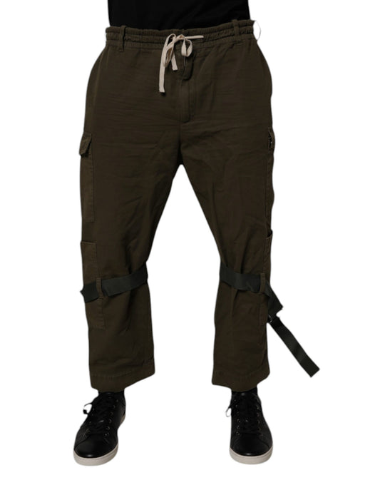 Pantalones cargo elásticos de algodón marrón Dolce & Gabbana