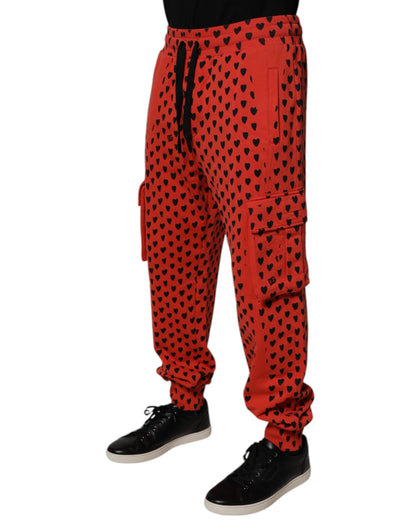 Dolce & Gabbana Red Hearts Cargo Jogger Pantalones de chándal para hombre