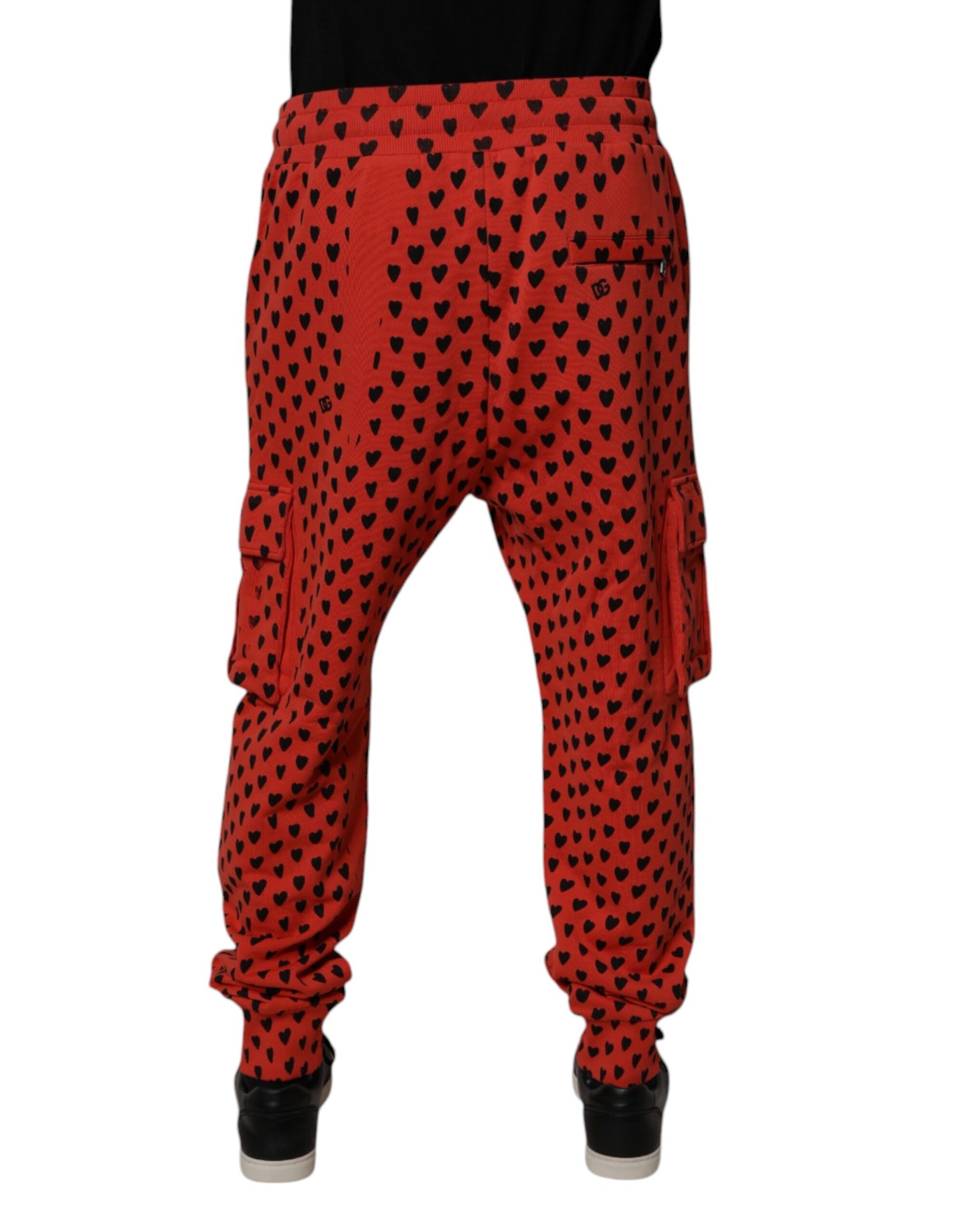 Dolce & Gabbana Red Hearts Cargo Jogger Pantalones de chándal para hombre