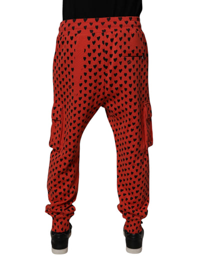 Dolce & Gabbana Red Hearts Cargo Jogger Pantalones de chándal para hombre