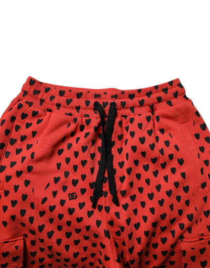 Dolce & Gabbana Red Hearts Cargo Jogger Pantalones de chándal para hombre