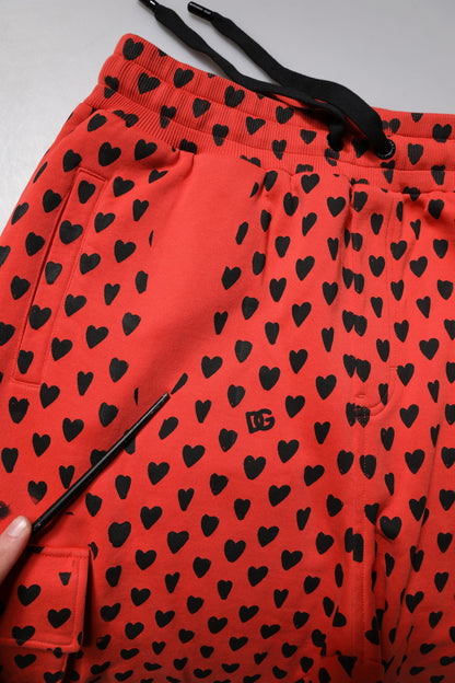 Dolce & Gabbana Red Hearts Cargo Jogger Pantalones de chándal para hombre