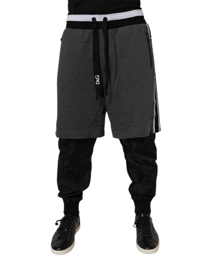 Dolce & Gabbana Pantalones de chándal de hombre de algodón en capas negro y gris