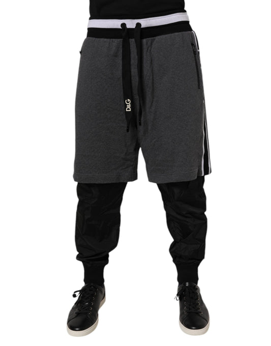 Dolce & Gabbana Pantalones de chándal de hombre de algodón en capas negro y gris