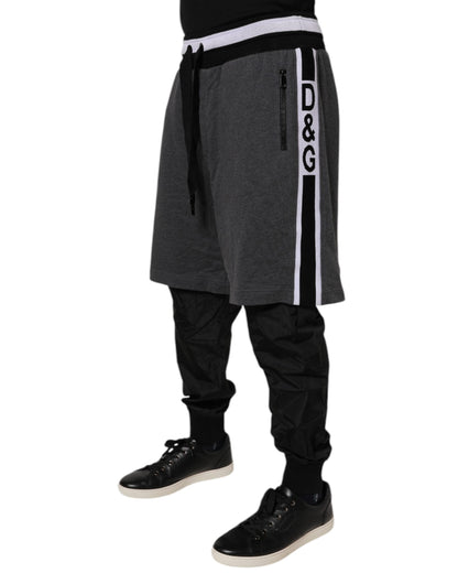Dolce & Gabbana Pantalones de chándal de hombre de algodón en capas negro y gris