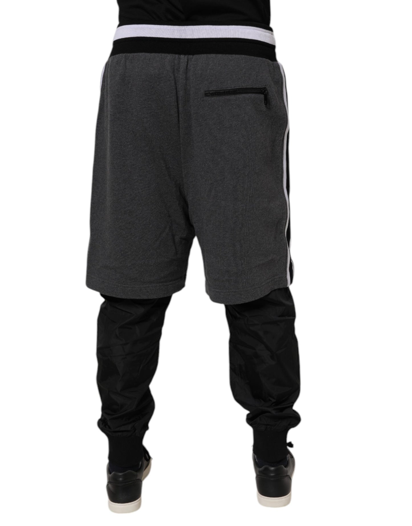 Dolce & Gabbana Pantalones de chándal de hombre de algodón en capas negro y gris