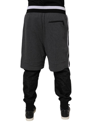 Dolce & Gabbana Pantalones de chándal de hombre de algodón en capas negro y gris