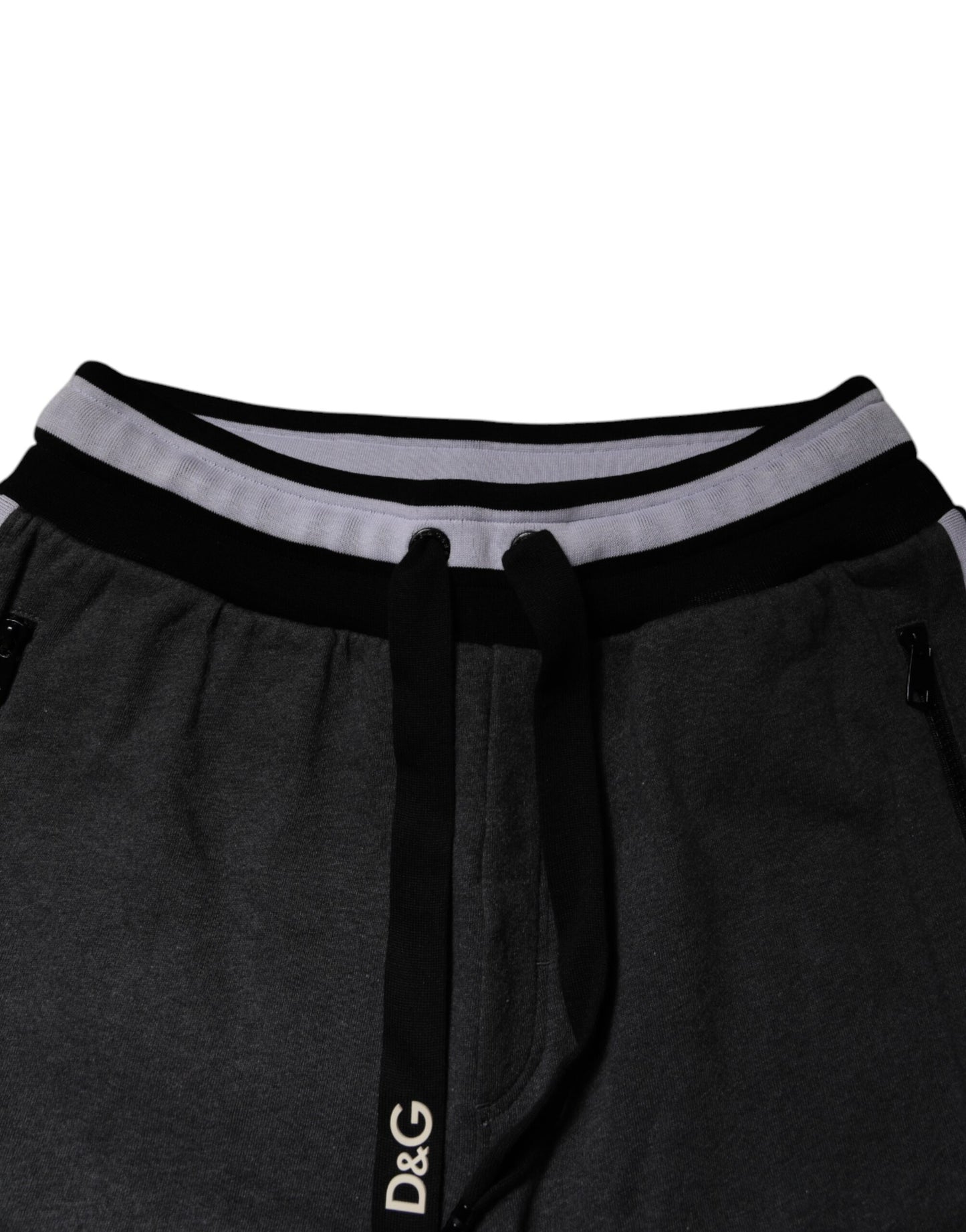 Dolce & Gabbana Pantalones de chándal de hombre de algodón en capas negro y gris