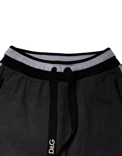 Dolce & Gabbana Pantalones de chándal de hombre de algodón en capas negro y gris