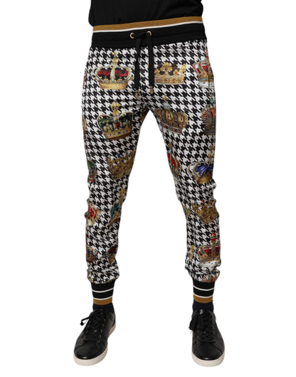 Pantalones de chándal de hombre con estampado de pata de gallo multicolor de Dolce & Gabbana