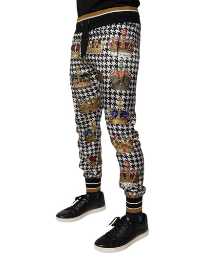 Pantalones de chándal de hombre con estampado de pata de gallo multicolor de Dolce & Gabbana