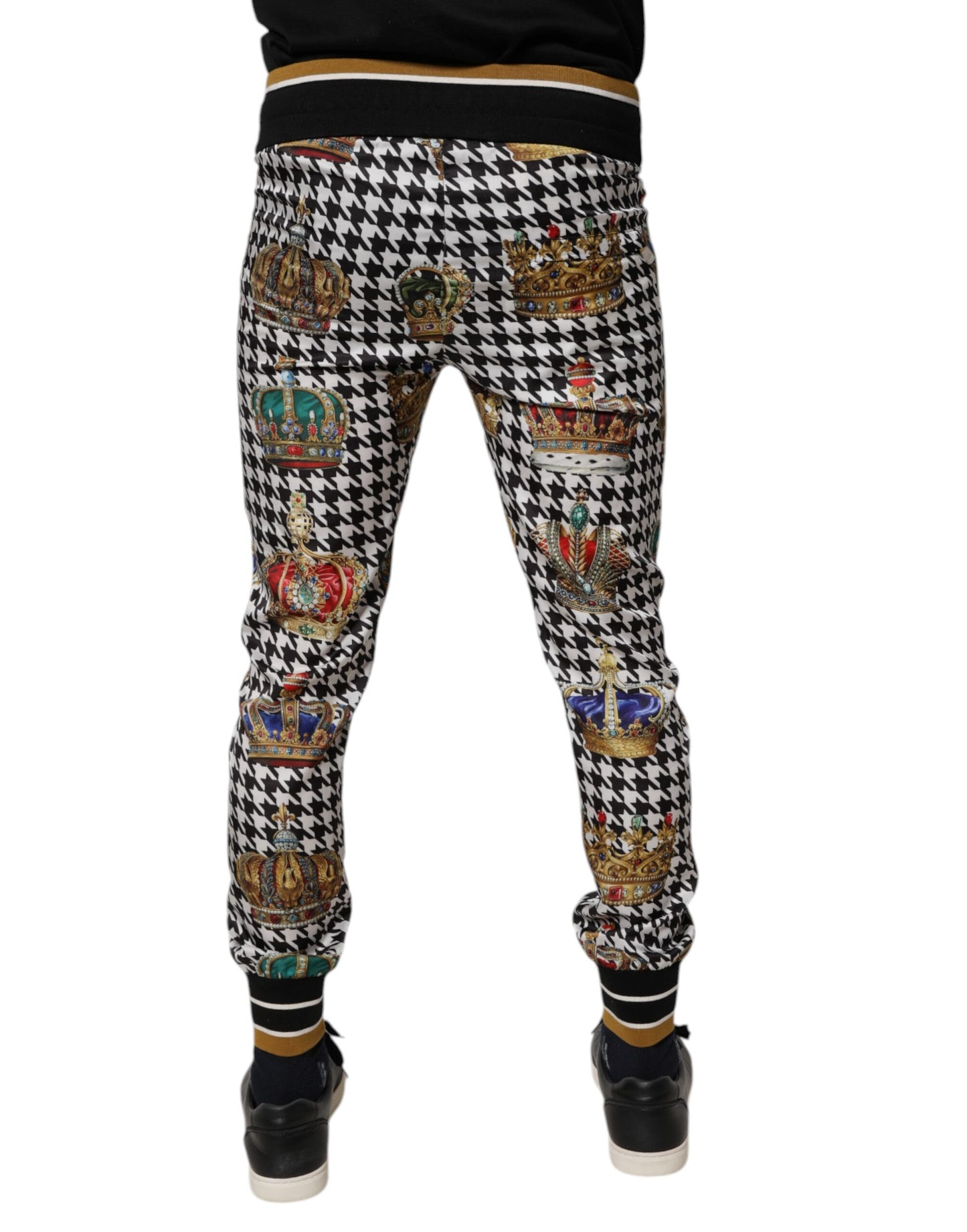 Pantalones de chándal de hombre con estampado de pata de gallo multicolor de Dolce & Gabbana