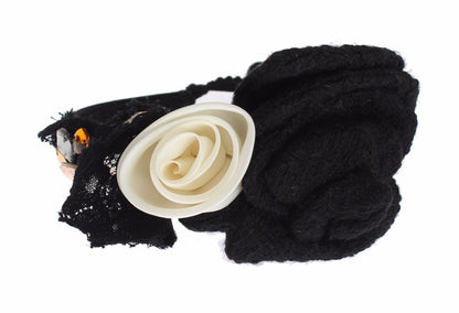 Diadema Dolce & Gabbana Tiara con Rosa Blanca, Cristales y Pelo Dorado