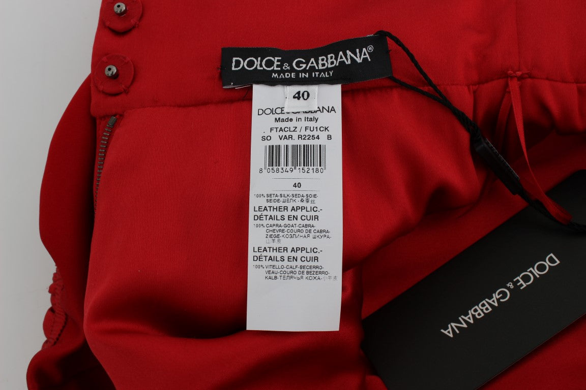 Dolce & Gabbana Shorts Sicily de Seda Roja con Rosas