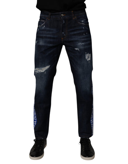 Dolce & Gabbana Vaqueros pitillo de mezclilla de algodón azul oscuro desgastados