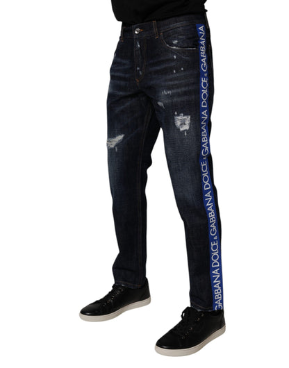 Dolce & Gabbana Vaqueros pitillo de mezclilla de algodón azul oscuro desgastados