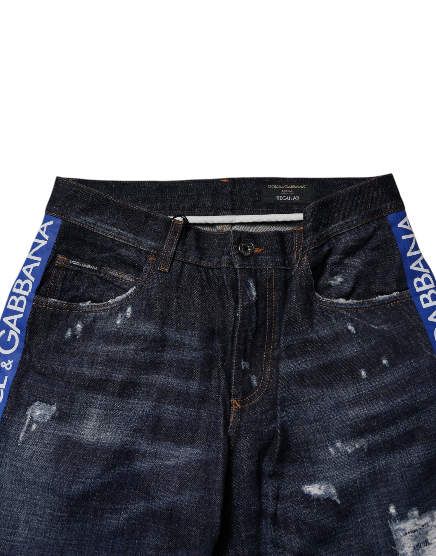 Dolce & Gabbana Vaqueros pitillo de mezclilla de algodón azul oscuro desgastados