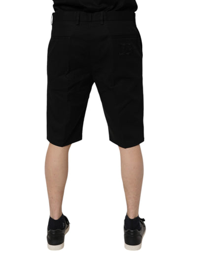 Dolce & Gabbana Pantalones cortos bermudas de algodón elástico negros de tiro medio