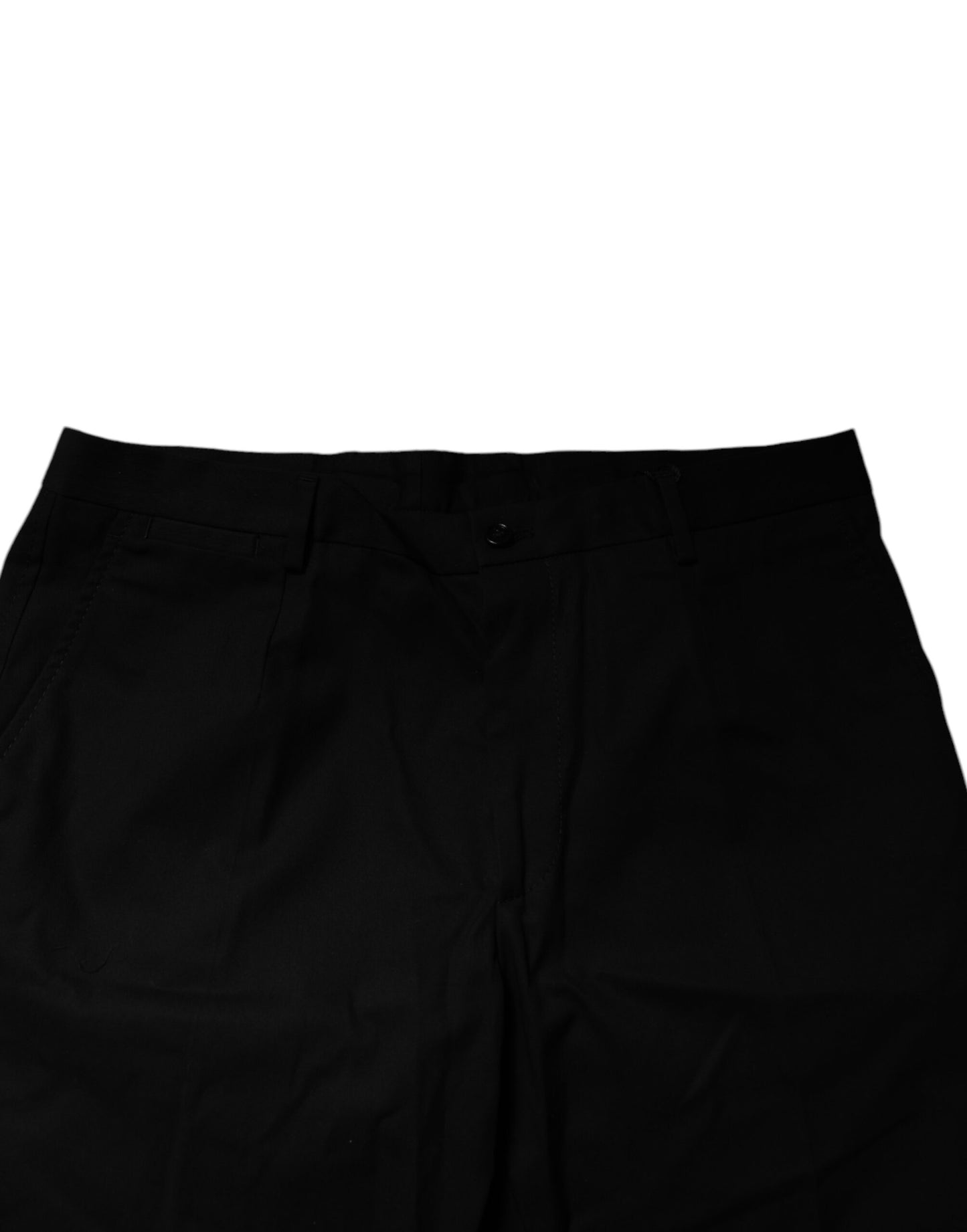 Dolce & Gabbana Pantalones cortos bermudas de algodón elástico negros de tiro medio