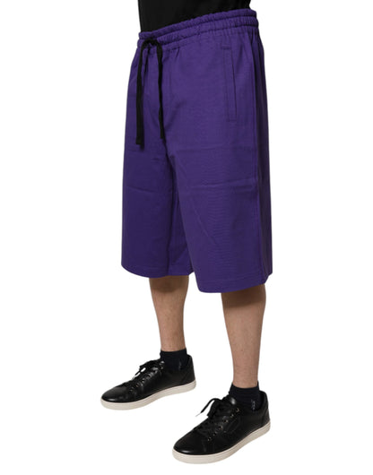 Dolce & Gabbana Algodón Morado Hombre Bermuda Pantalones Cortos Deportivos