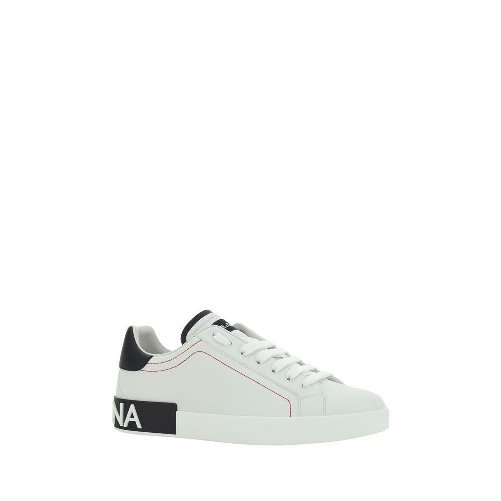Dolce & Gabbana White Bos Taurus Calf Leather Low-Top Sneakers