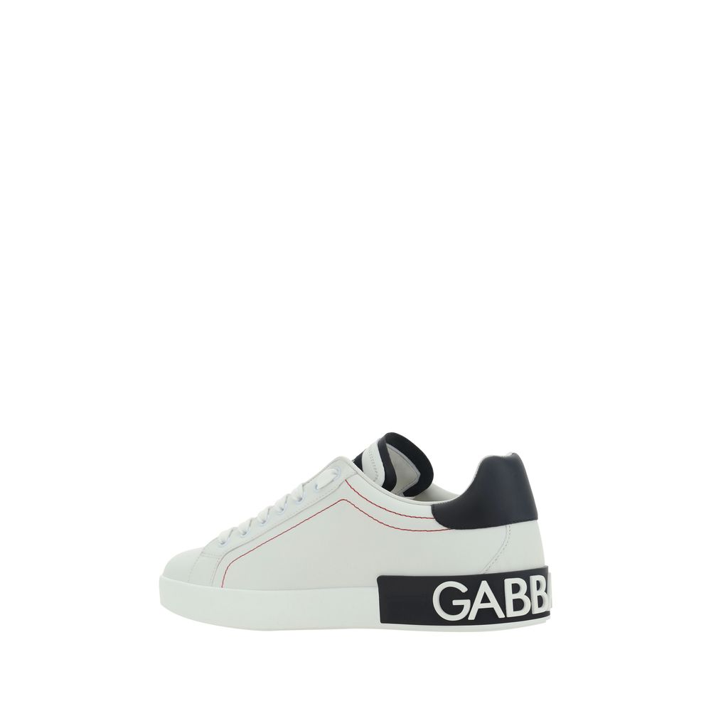Dolce & Gabbana White Bos Taurus Calf Leather Low-Top Sneakers