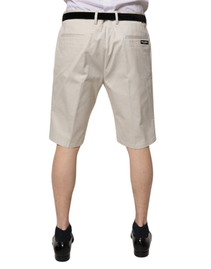 Dolce & Gabbana Bermuda de Algodón Elástico de Talle Medio de Color Beige