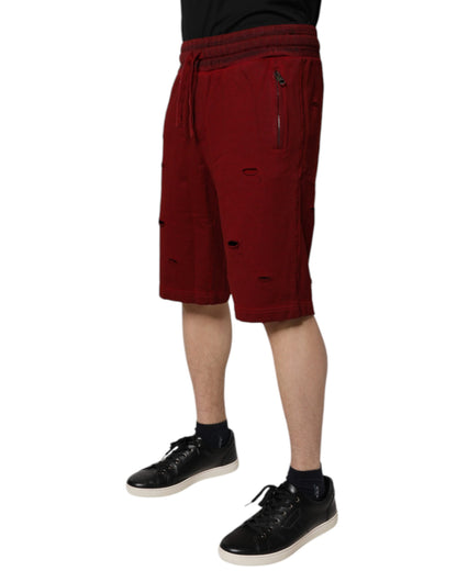 Dolce & Gabbana Algodón Burdeos Bermuda Hombre Pantalones Cortos de Chándal